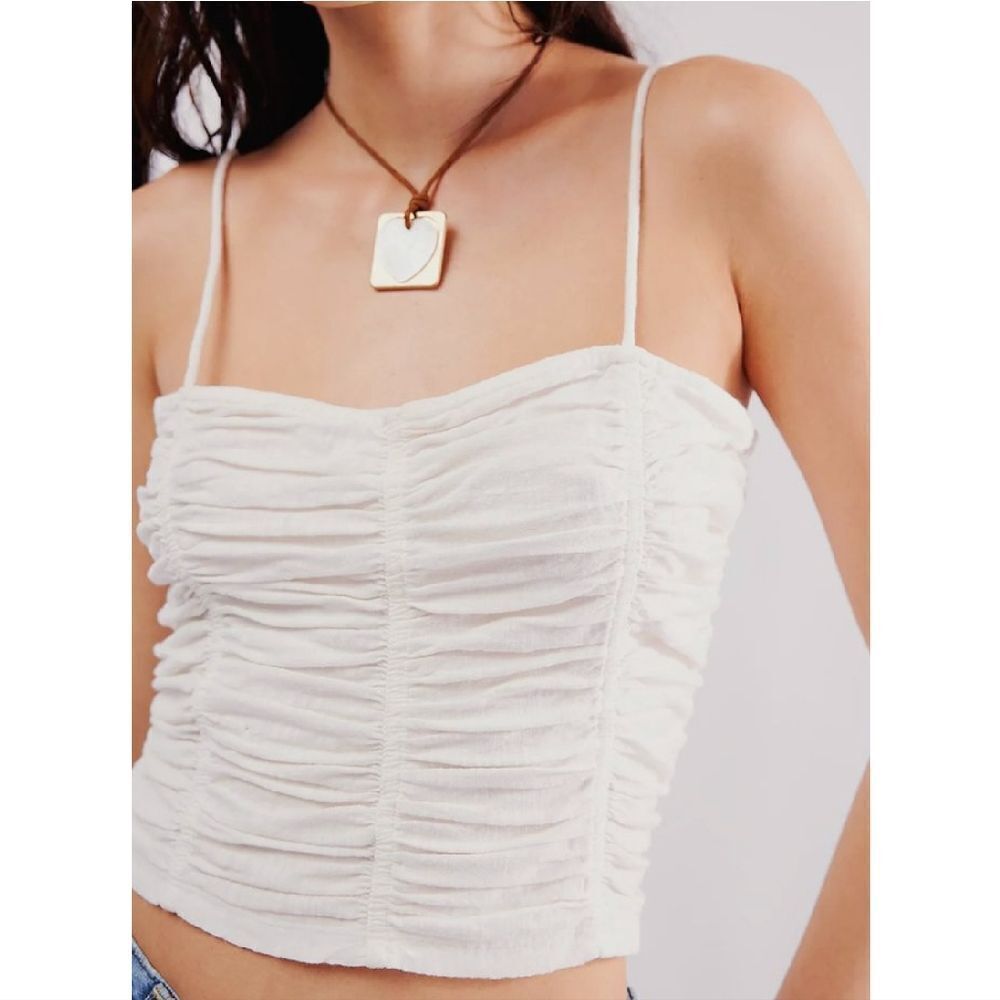 Free People White Cotton Belong Together Cropped Tank Medium NWOT